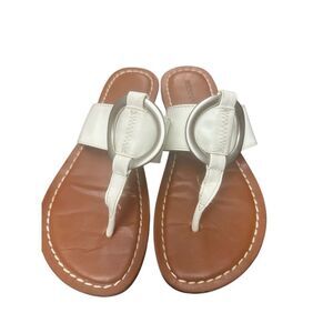 Bernardo White/Brown  Leather Sandals